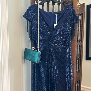 Elegant Navy Sequin Gown Roaring 1920s Style Size XL Fits US Size 12 14 Babeyond